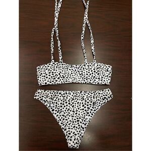 Shein Dalmatian Print Tie Strap Bikini Size Small